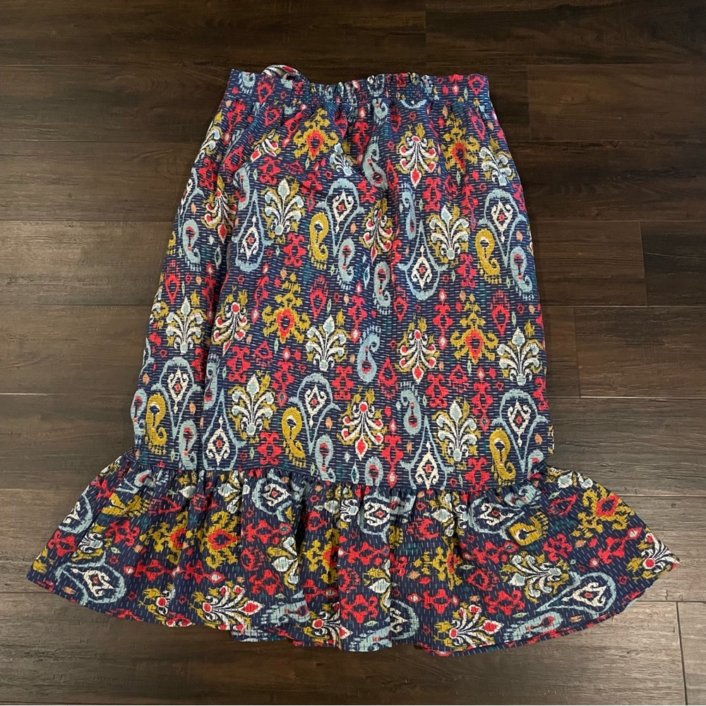 Anthropologie Edith Midi Skirt Blue Red Yellow Paisley Print Women’s Large - Picture 14 of 14